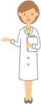 medical doctor - woman, pointing left